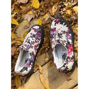 Women's Floral Vans Shoes  Flower size 4.5 men or 6 like new black bottoms